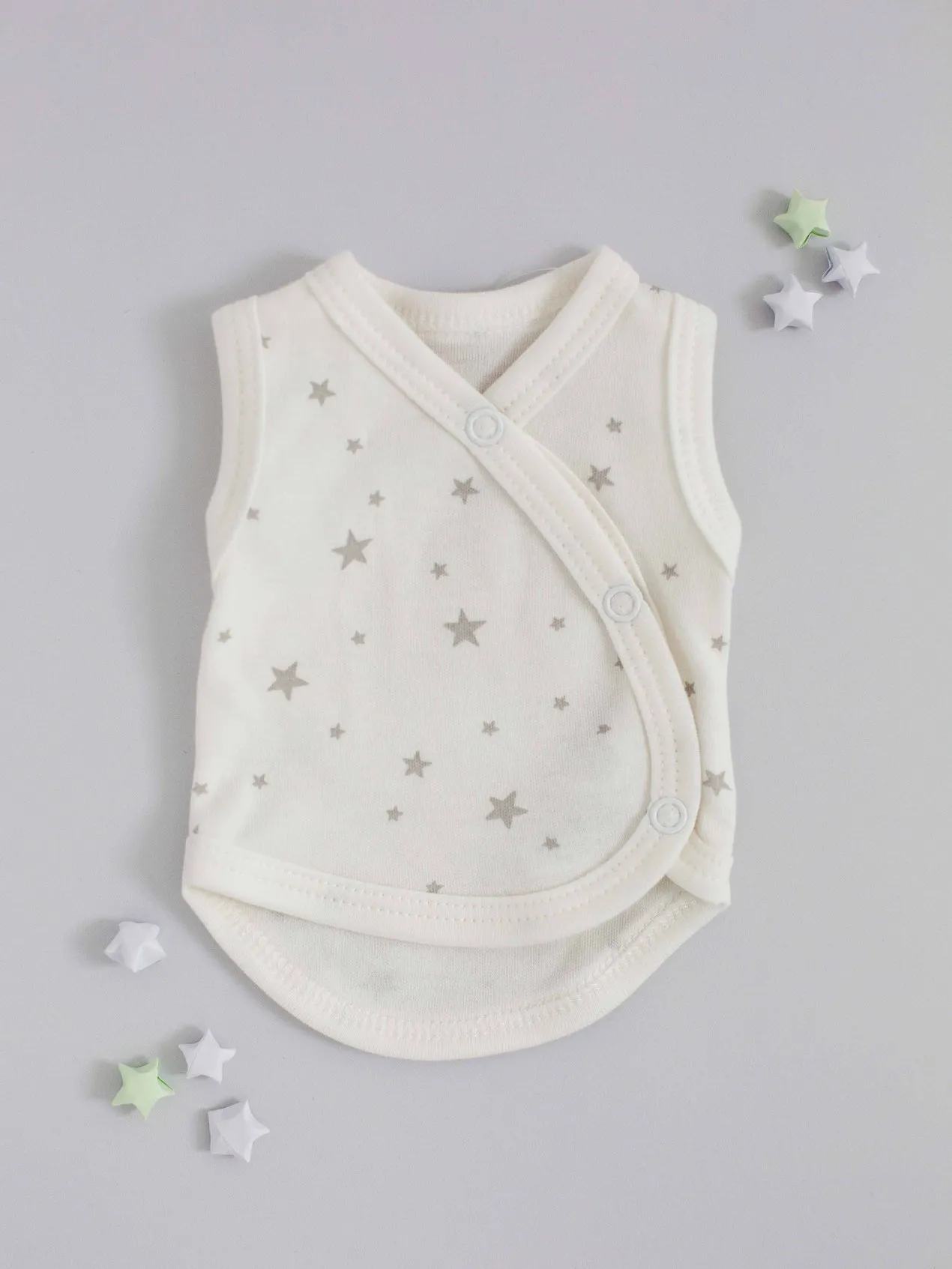 3 Pack - Star Incubator Vests - Blue, Mint & Silver Stars,  100% Organic Cotton