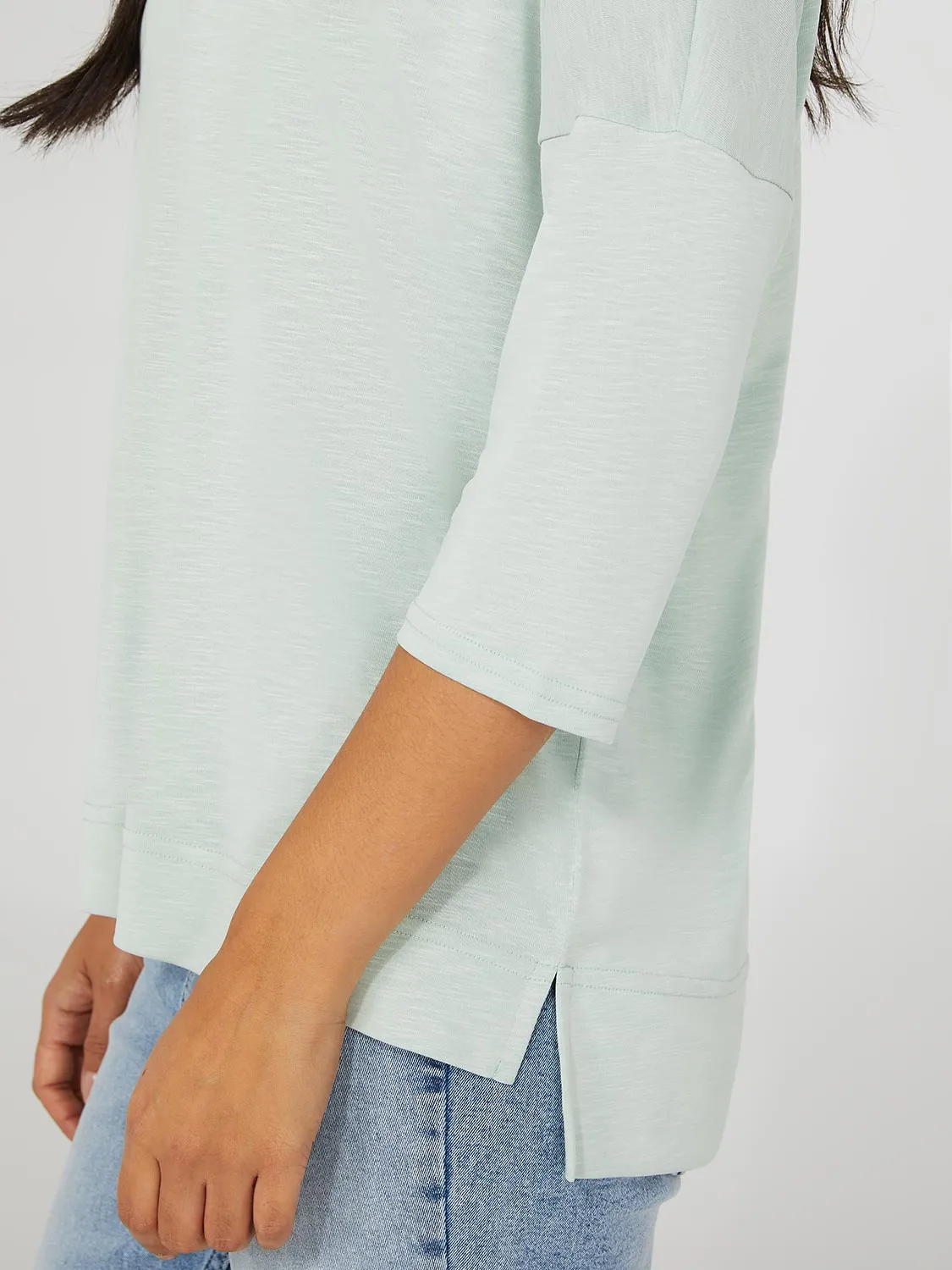 3/4 Dolman Sleeve Round Neck Long Top