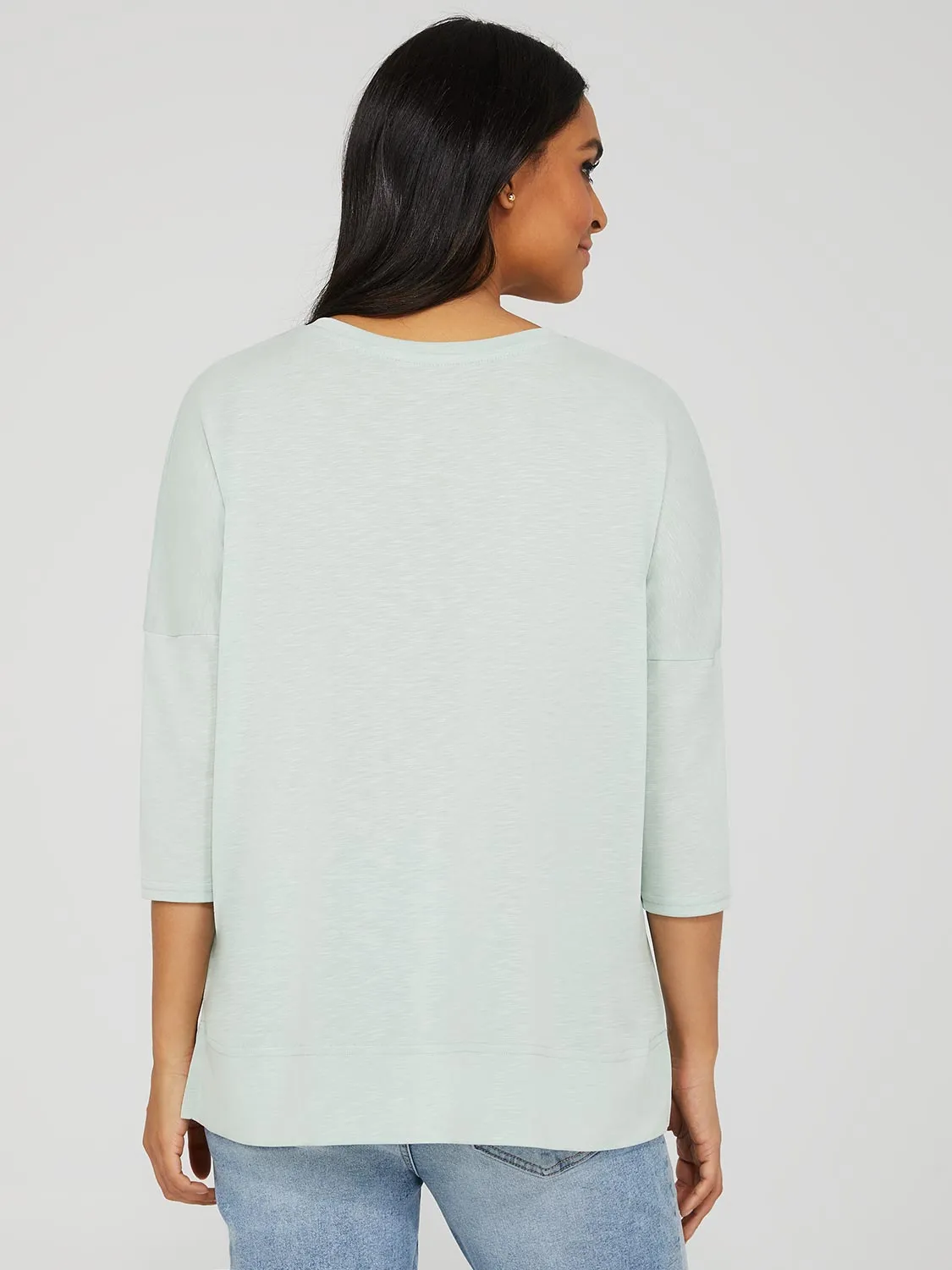 3/4 Dolman Sleeve Round Neck Long Top