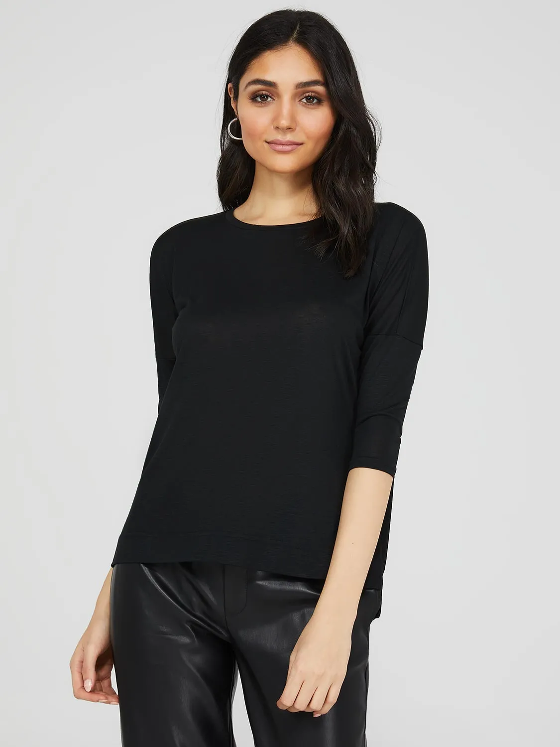 3/4 Dolman Sleeve Round Neck Long Top