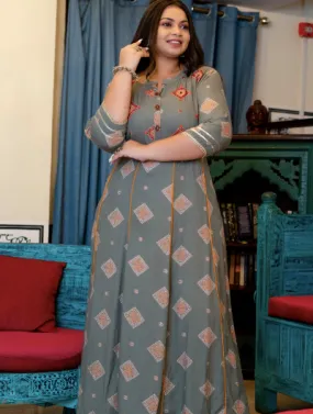 Anarkali Plus Size Grey Kurti for women