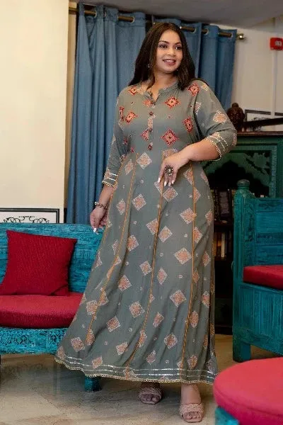 Anarkali Plus Size Grey Kurti for women