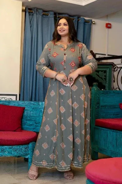 Anarkali Plus Size Grey Kurti for women