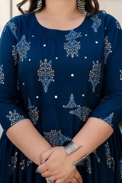 Anarkali Plus Size Navy Blue Kurti for women