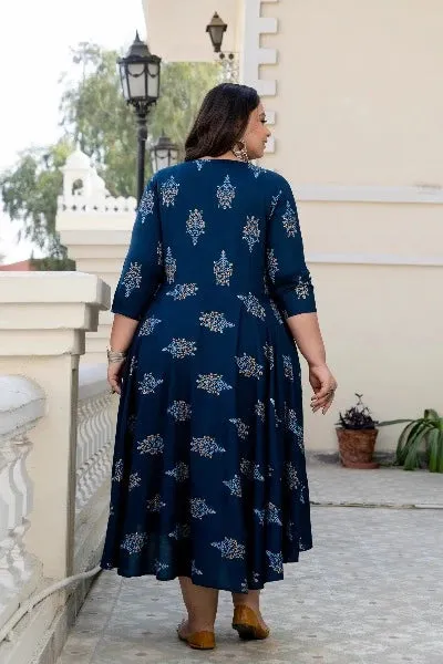 Anarkali Plus Size Navy Blue Kurti for women