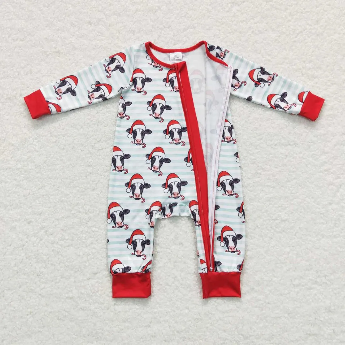 Baby Romper - Christmas - Santa Cow Zip Western Farm