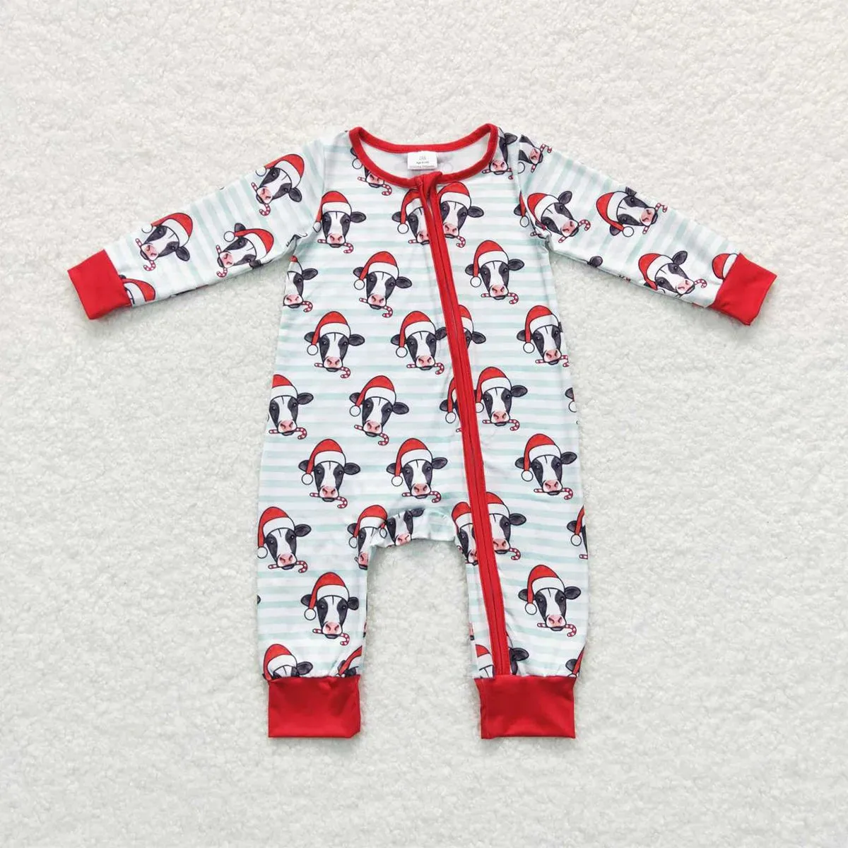 Baby Romper - Christmas - Santa Cow Zip Western Farm