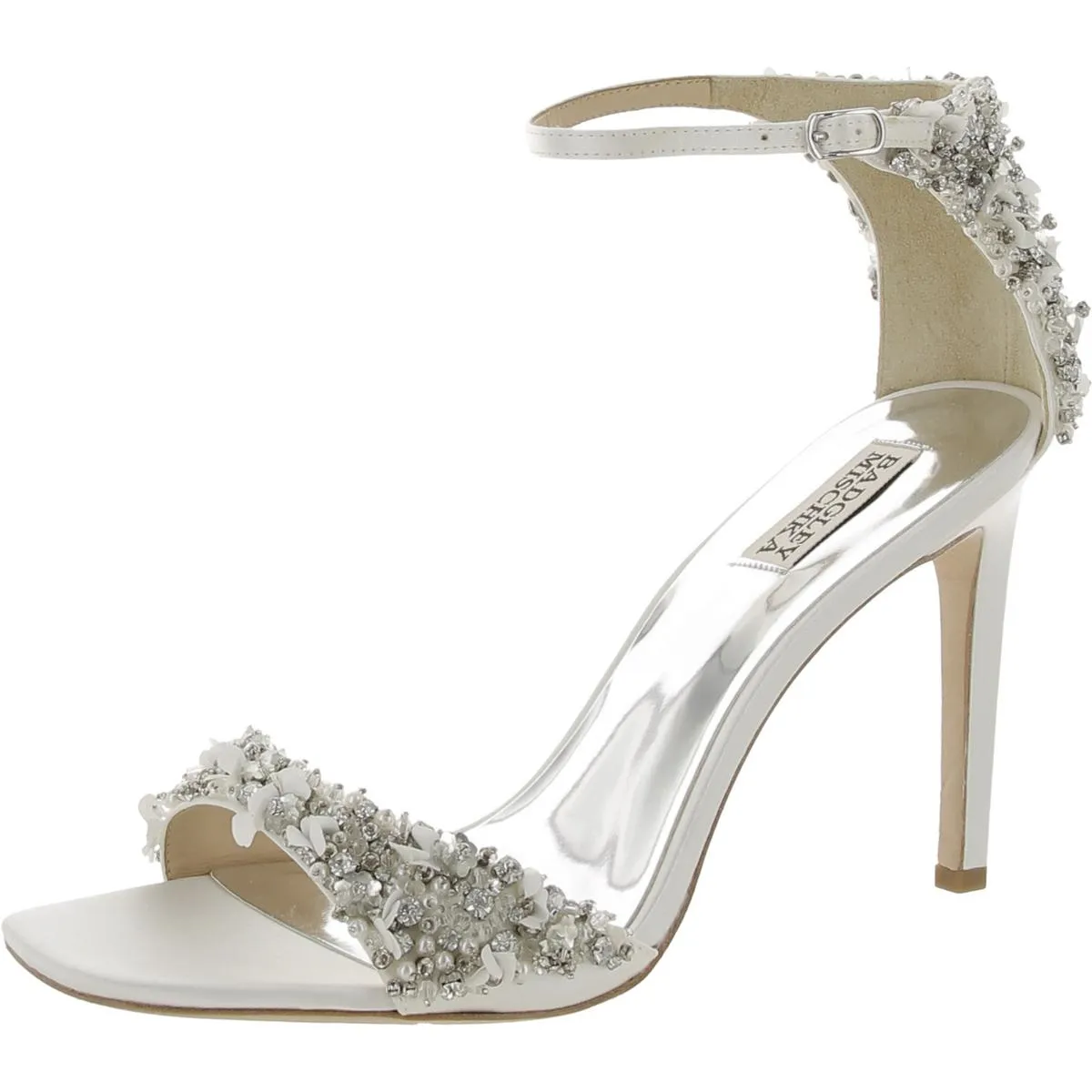 Badgley Mischka Womens Teja Satin Embellished Heels