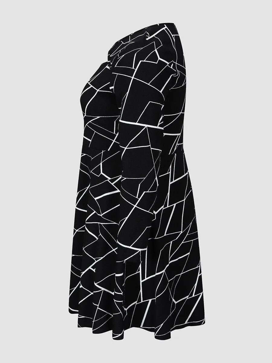 Black Irregular Geometric Plus size Dress