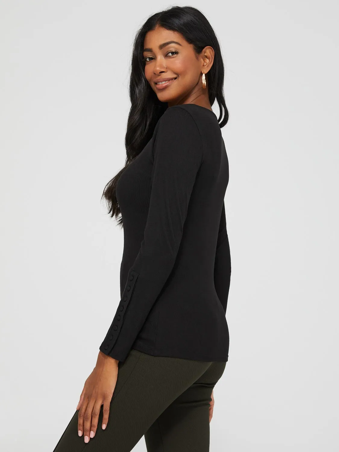 Boat Neck Ribbed Top