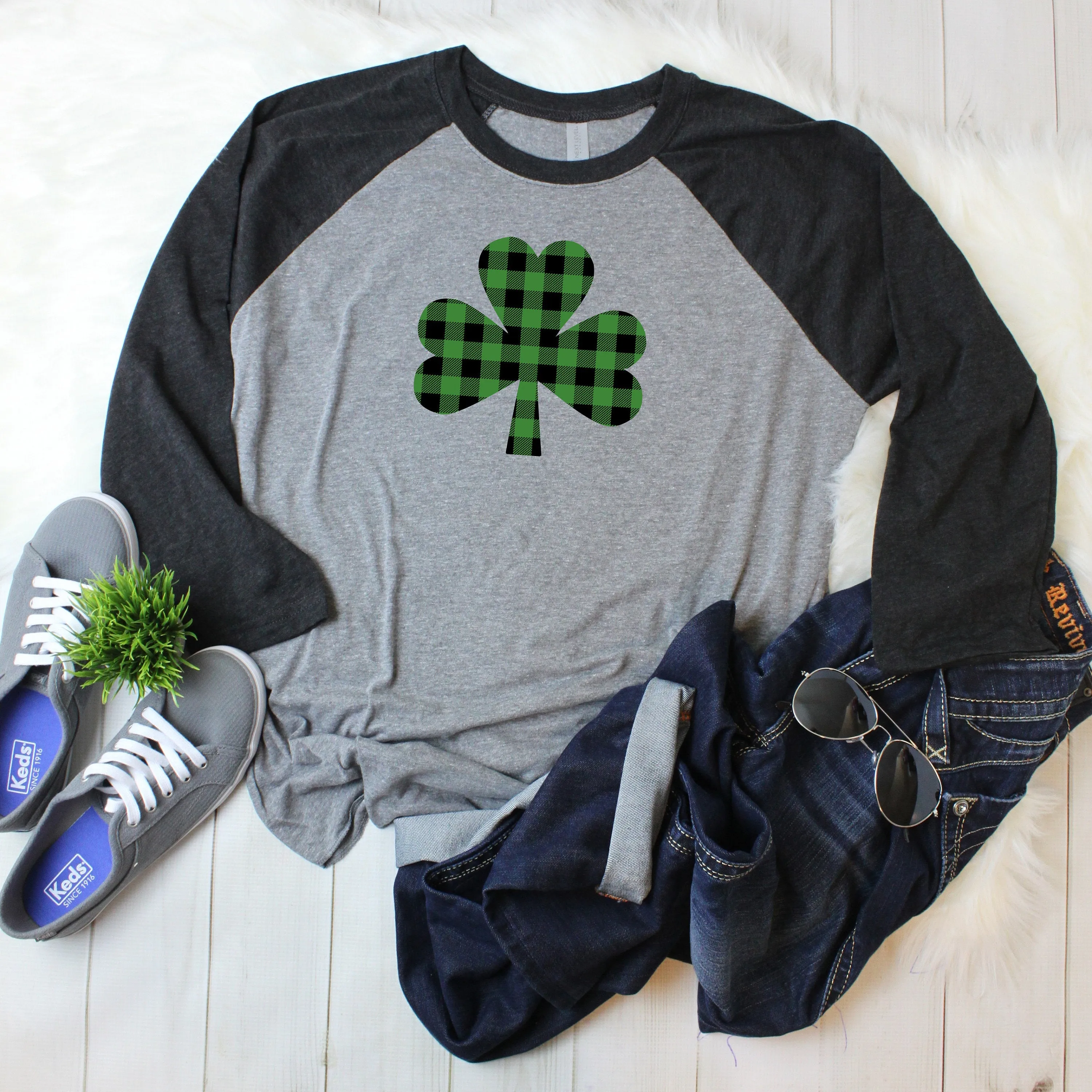 buffalo plaid shirt - st. patricks day shirt - buffalo shamrock shirt - shamrock shirt - st patricks day outfit - holiday shirt - Irish tee