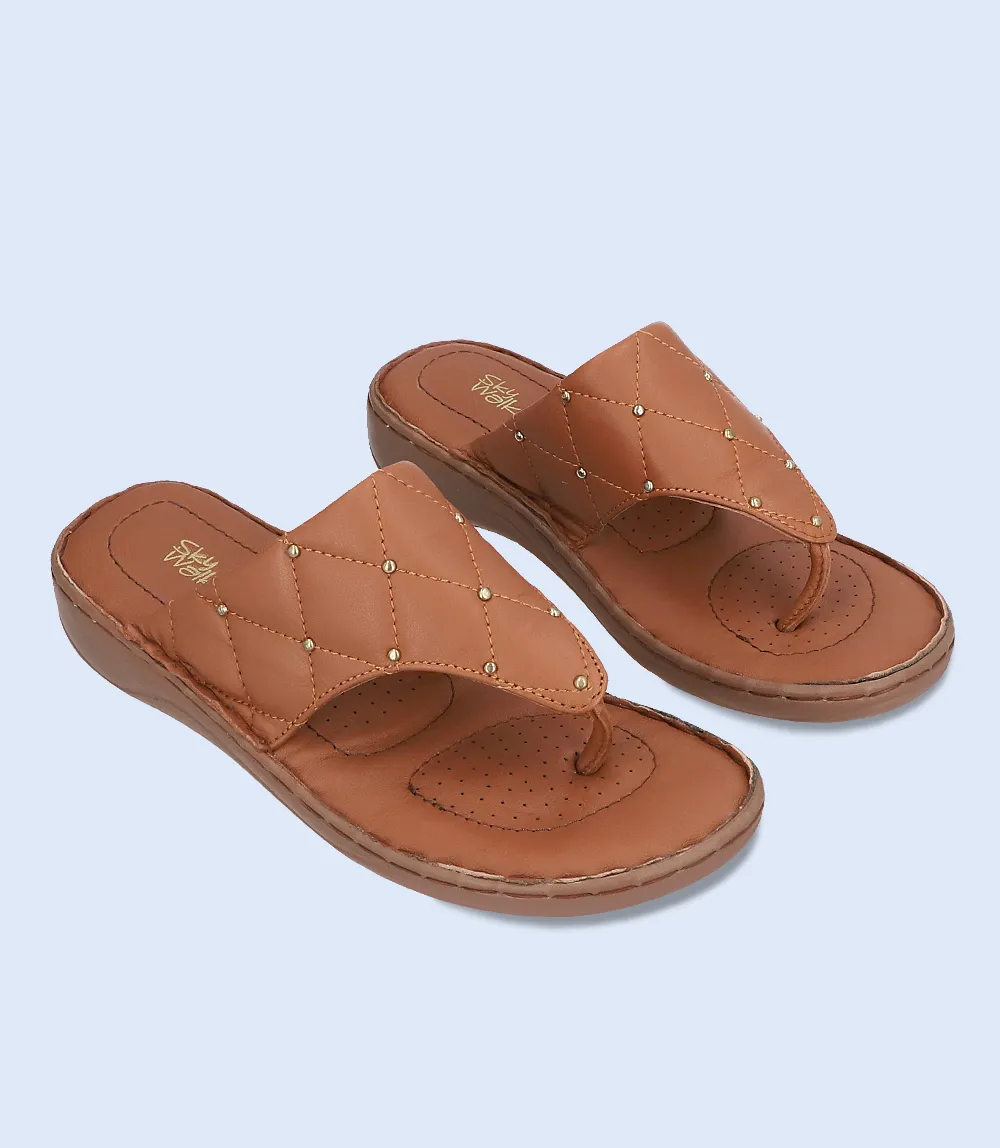 BW7532-BROWN-Women Comfort Chappal