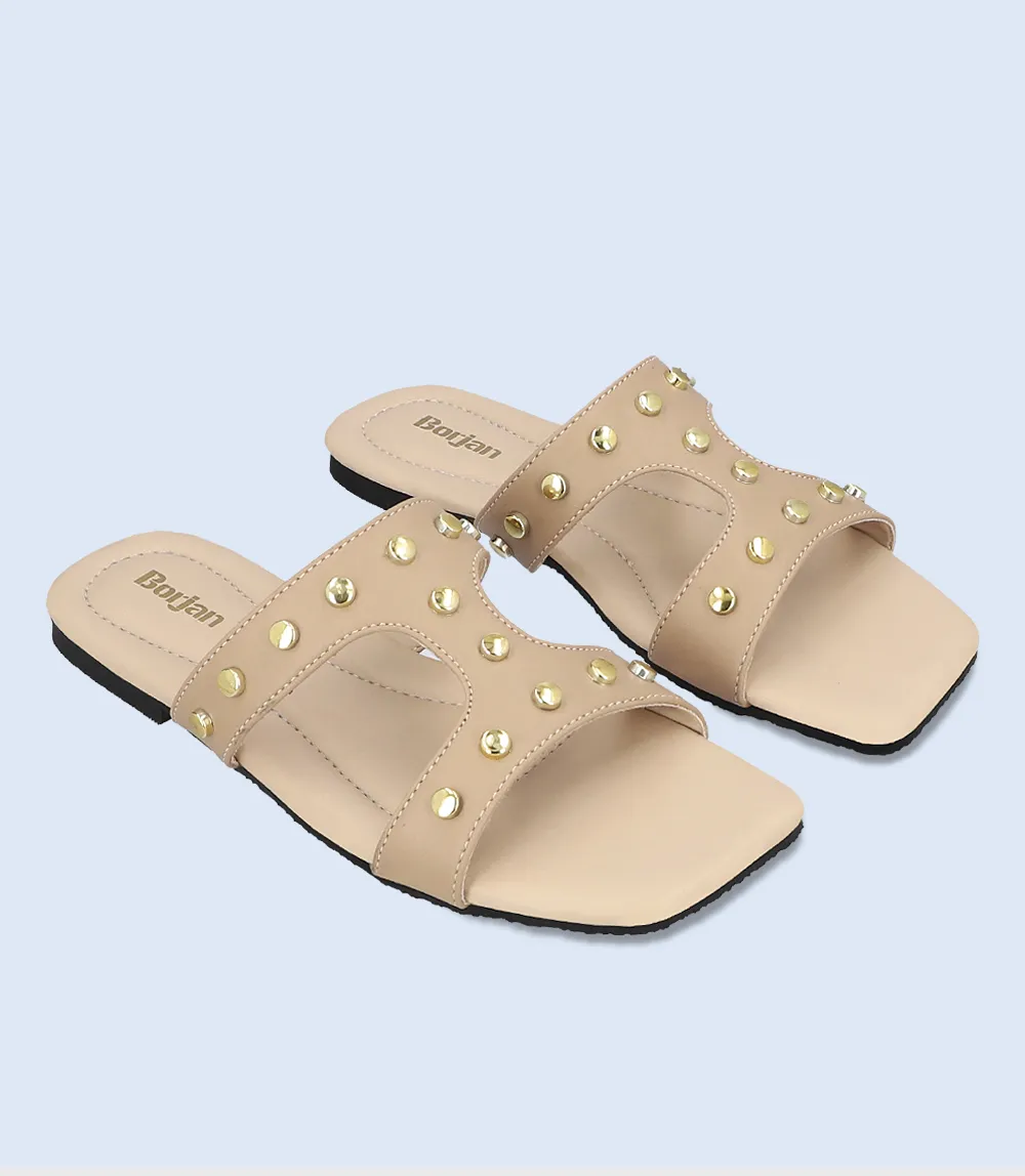 BW8048-BEIGE-Women Casual Slipper