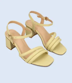 BW9384-YELLOW-Women Slipper Heel