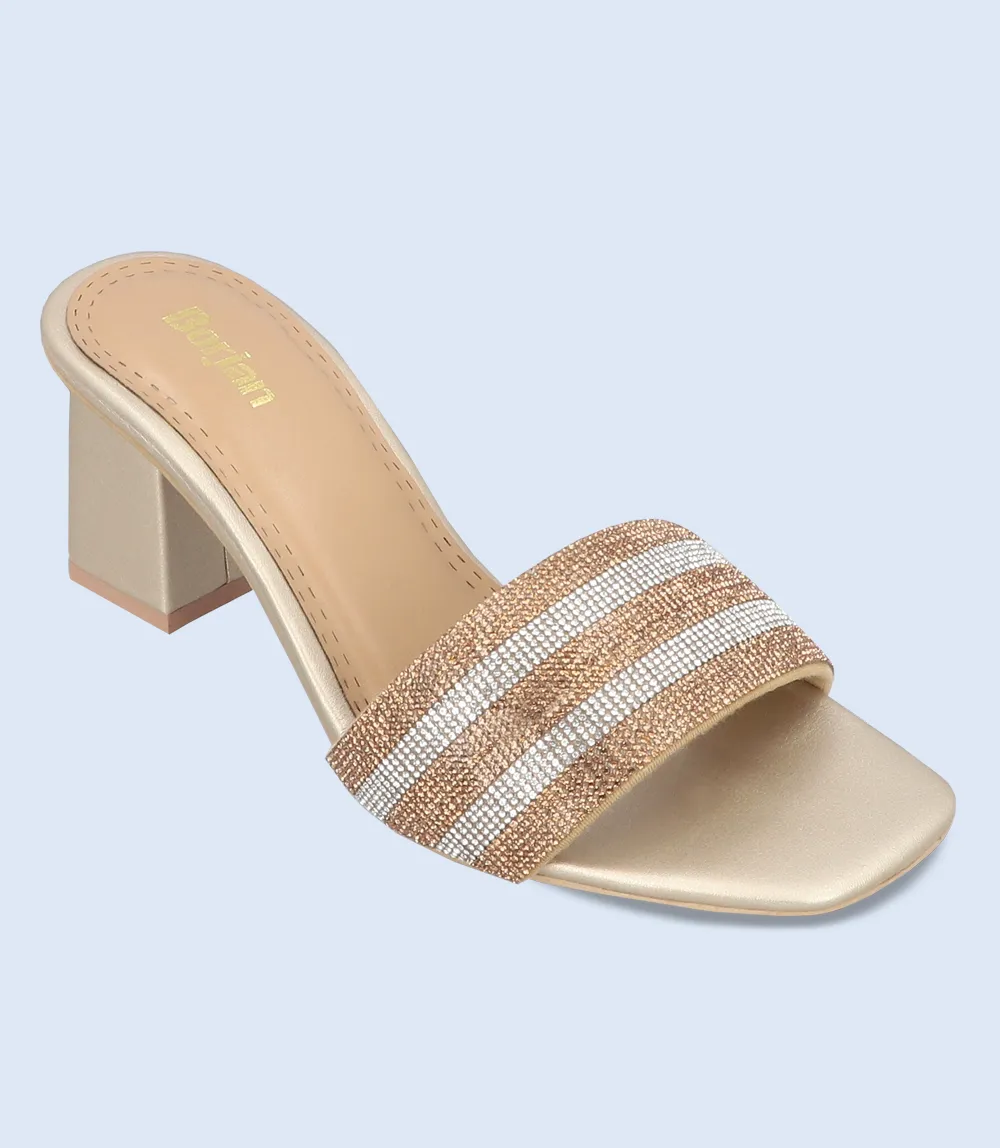 BW9486-DULL GOLD-Women Formal Slipper Heels