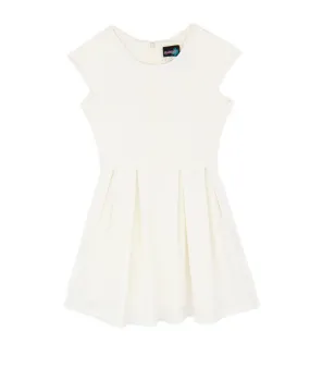 By Debra Juniors Ivory Textured Cap Sleeve Dress