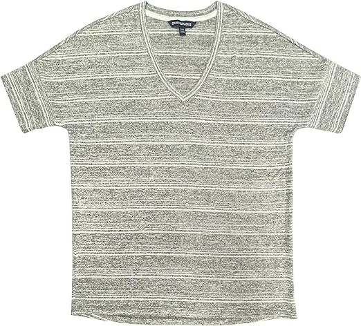 Calvin Klein Women's V-Neck Stripe Short Sleeve Tee Knitted T-Shirt