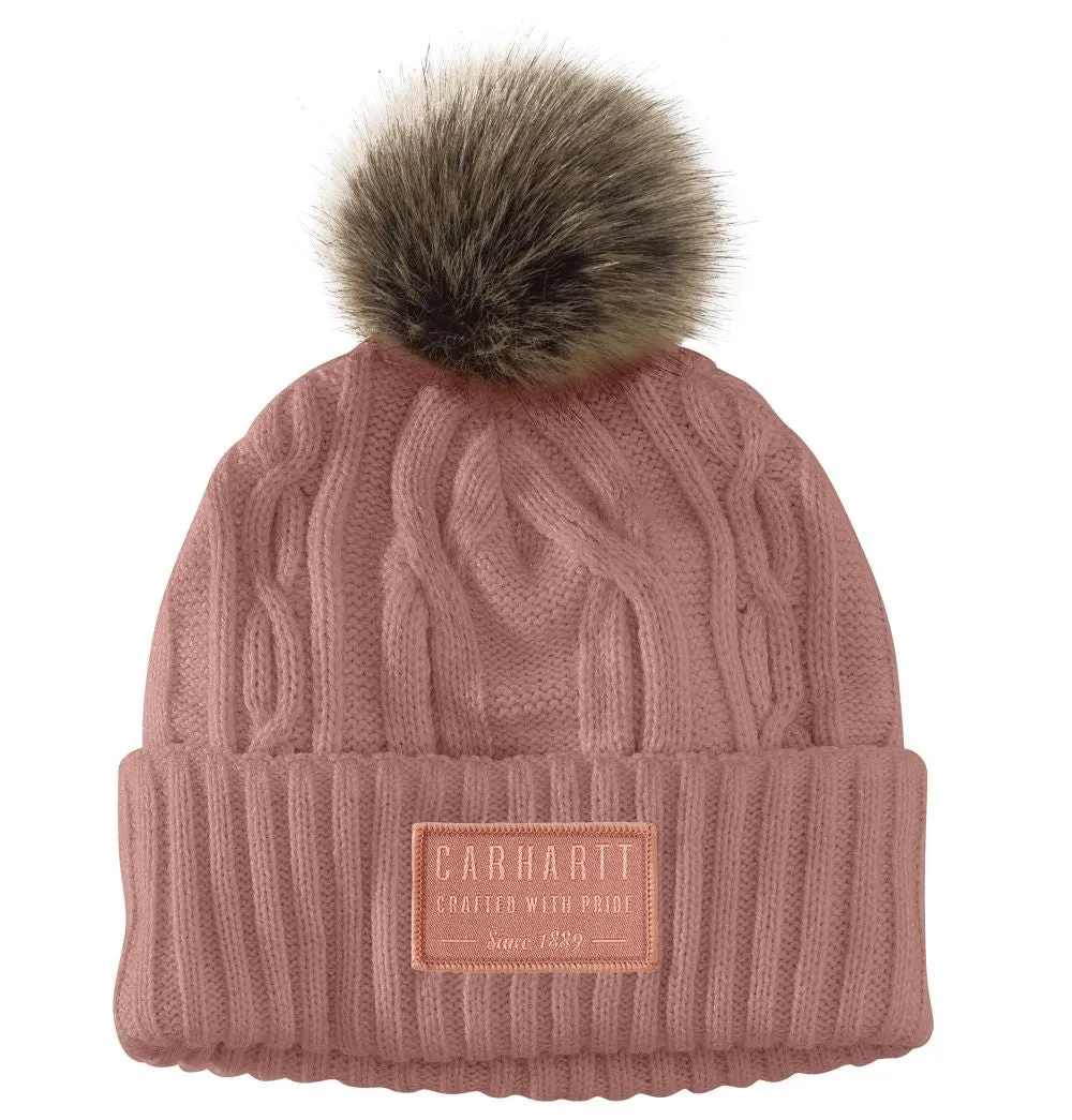 'Carhartt' Women's Knit Pom Pom Beanie - Cameo Brown