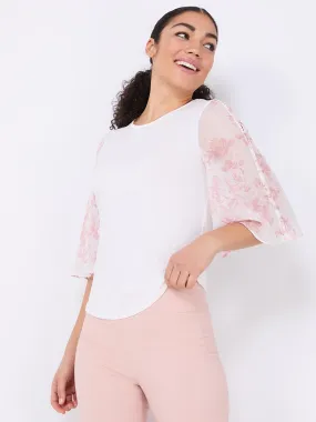 Chiffon Flutter Sleeve Top With Button Details