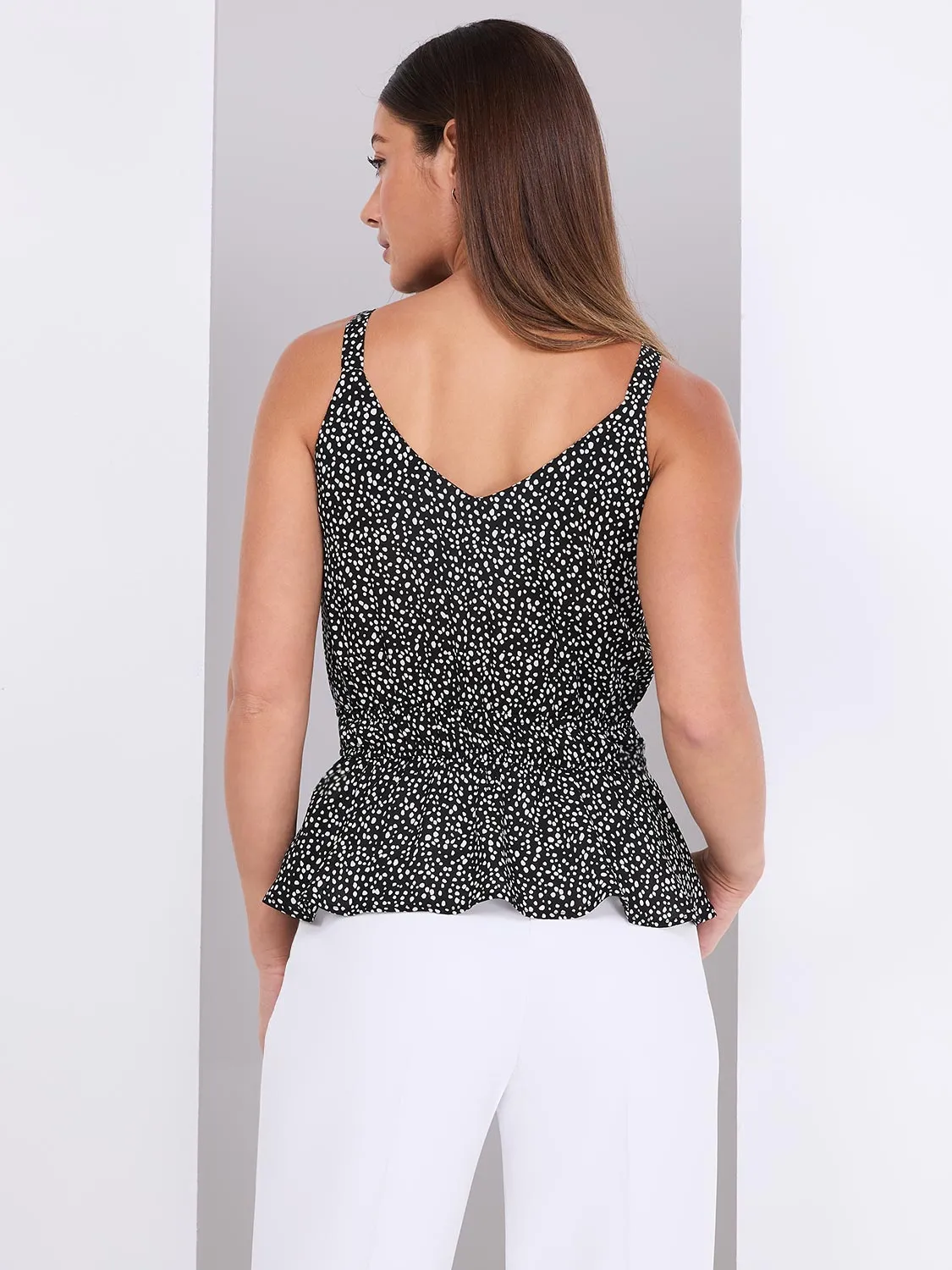 Chiffon Polka Dot Peplum Top