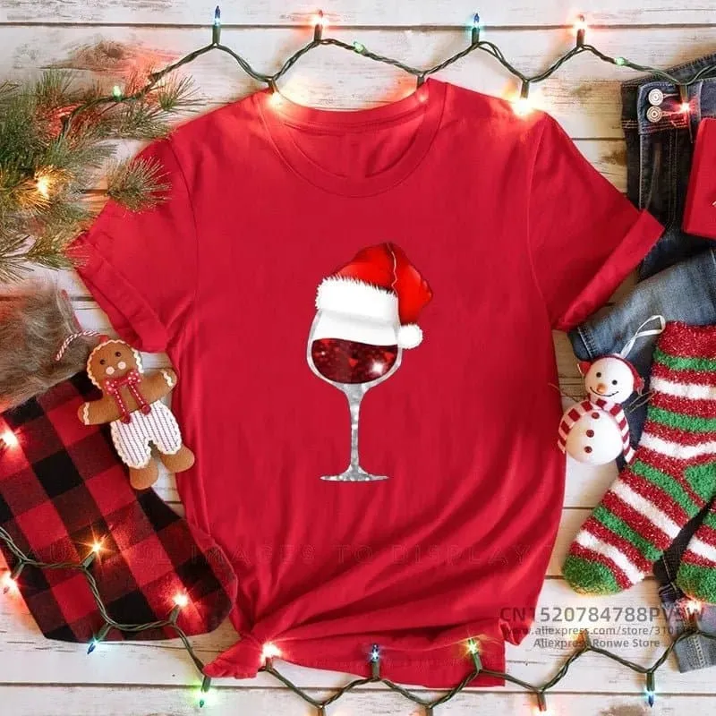 Christmas Red Print T-shirts