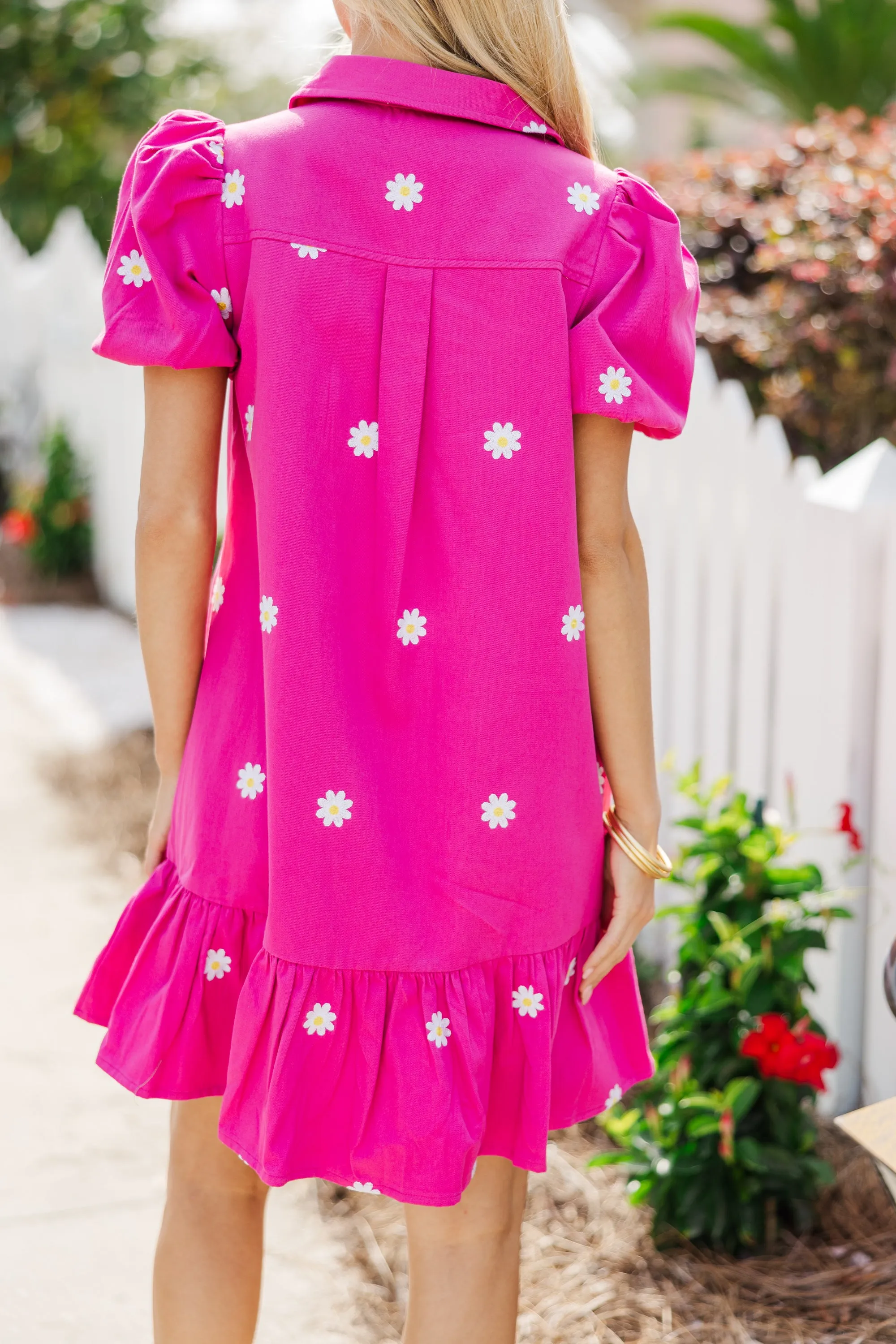 Dream Of The Day Fuchsia Pink Floral Embroidered Dress