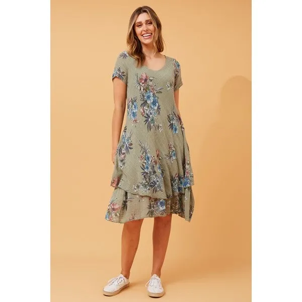 ELECTRA DOUBLE LAYER FLORAL DRESS