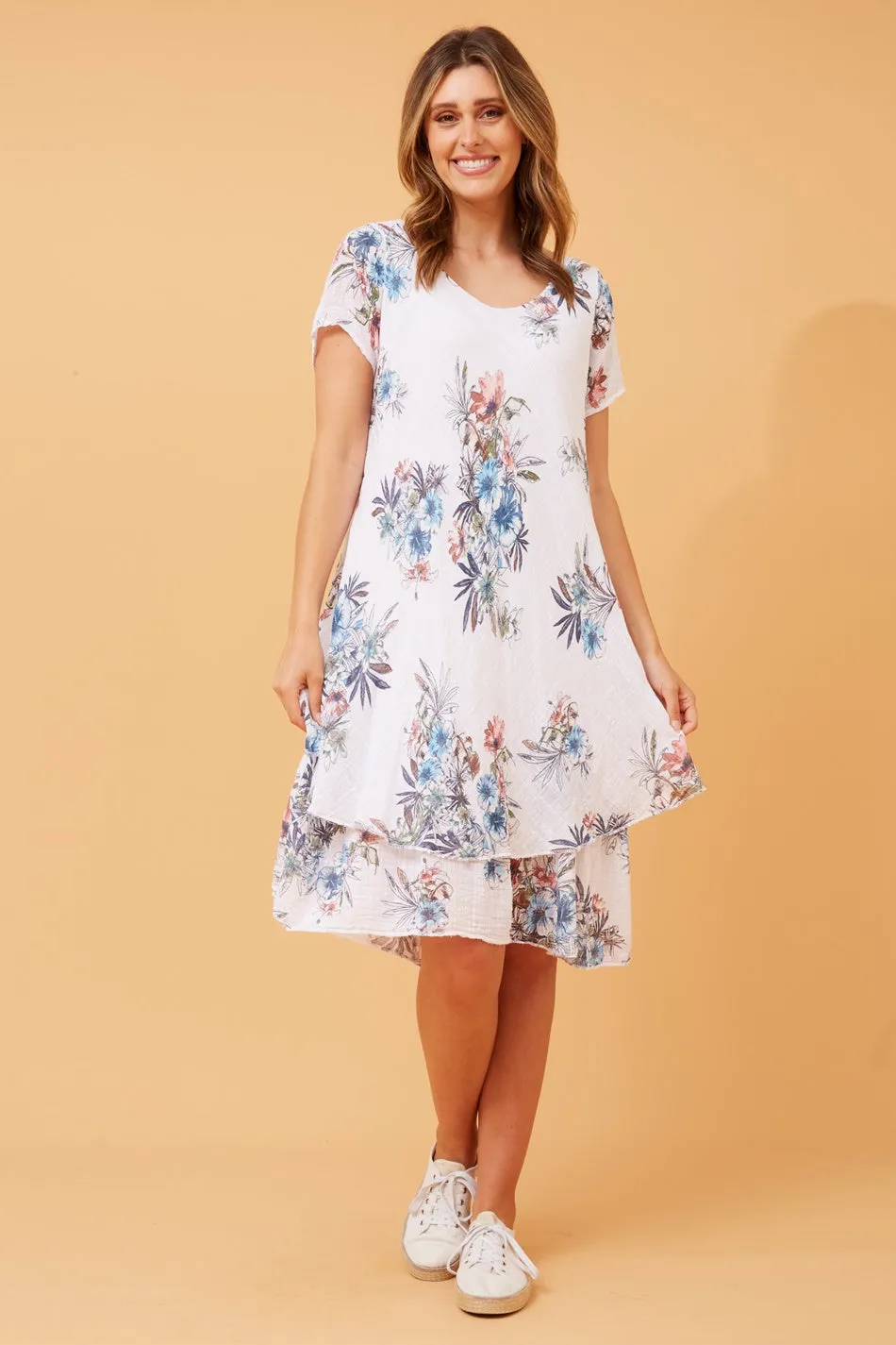 ELECTRA DOUBLE LAYER FLORAL DRESS