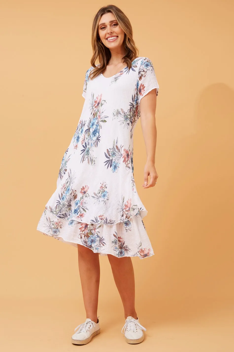 ELECTRA DOUBLE LAYER FLORAL DRESS