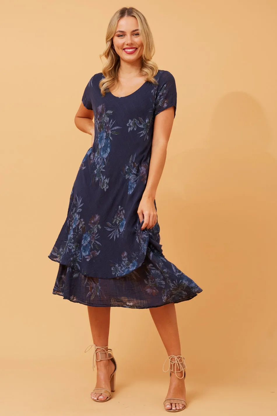 ELECTRA DOUBLE LAYER FLORAL DRESS