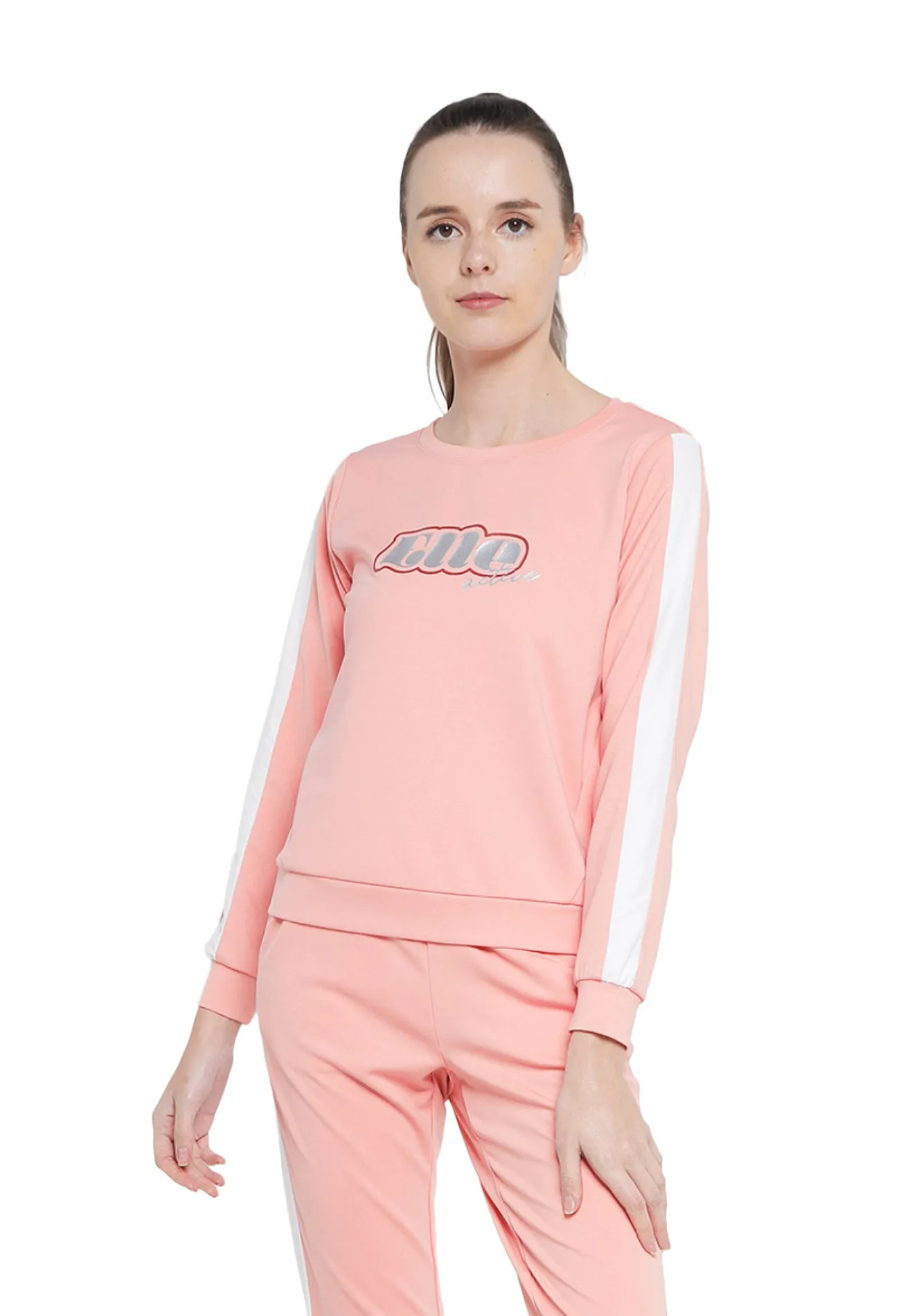 ELLE Active LOGO Sweater Top with Piping