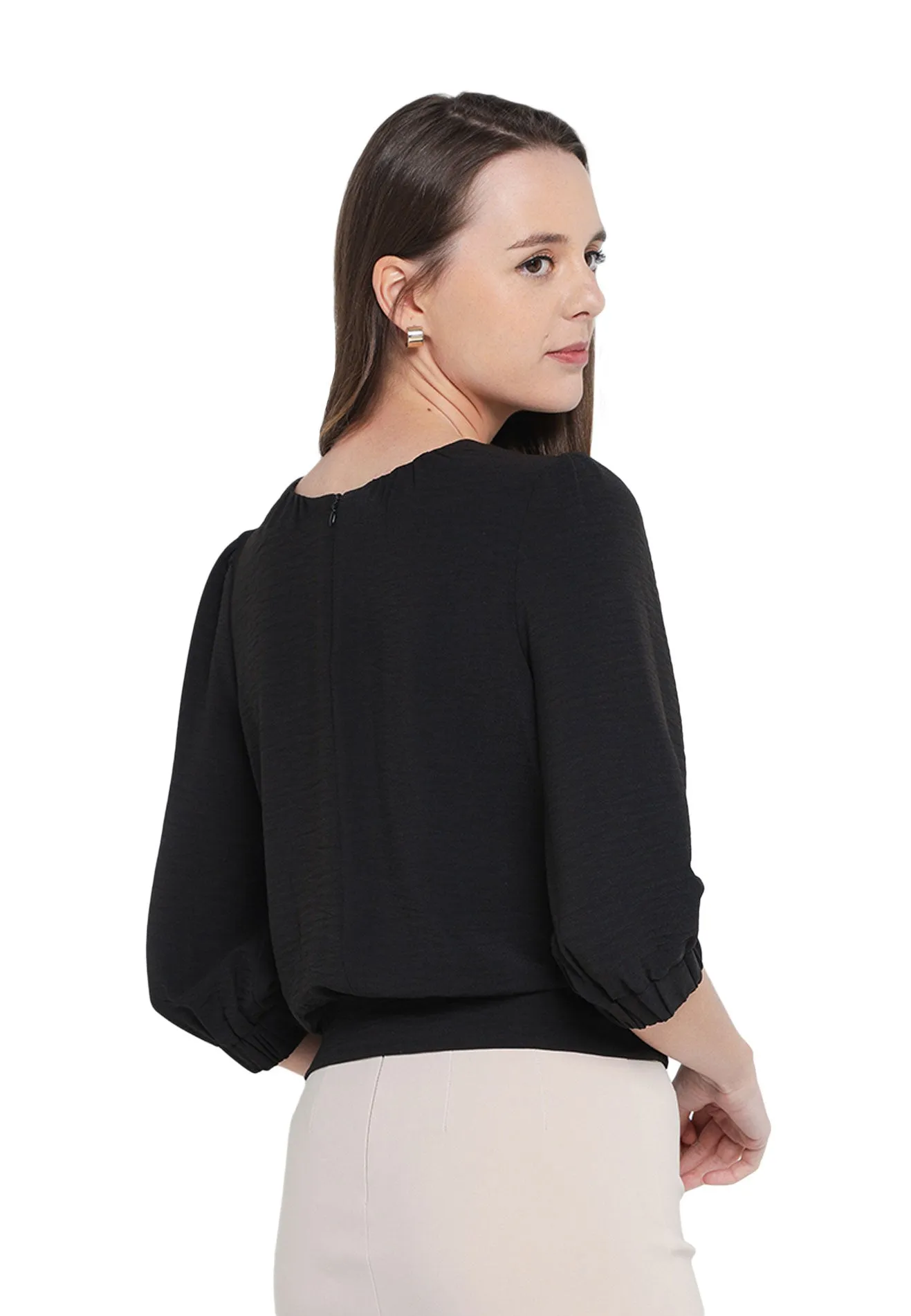 ELLE Apparel Bubble Hem Blouse