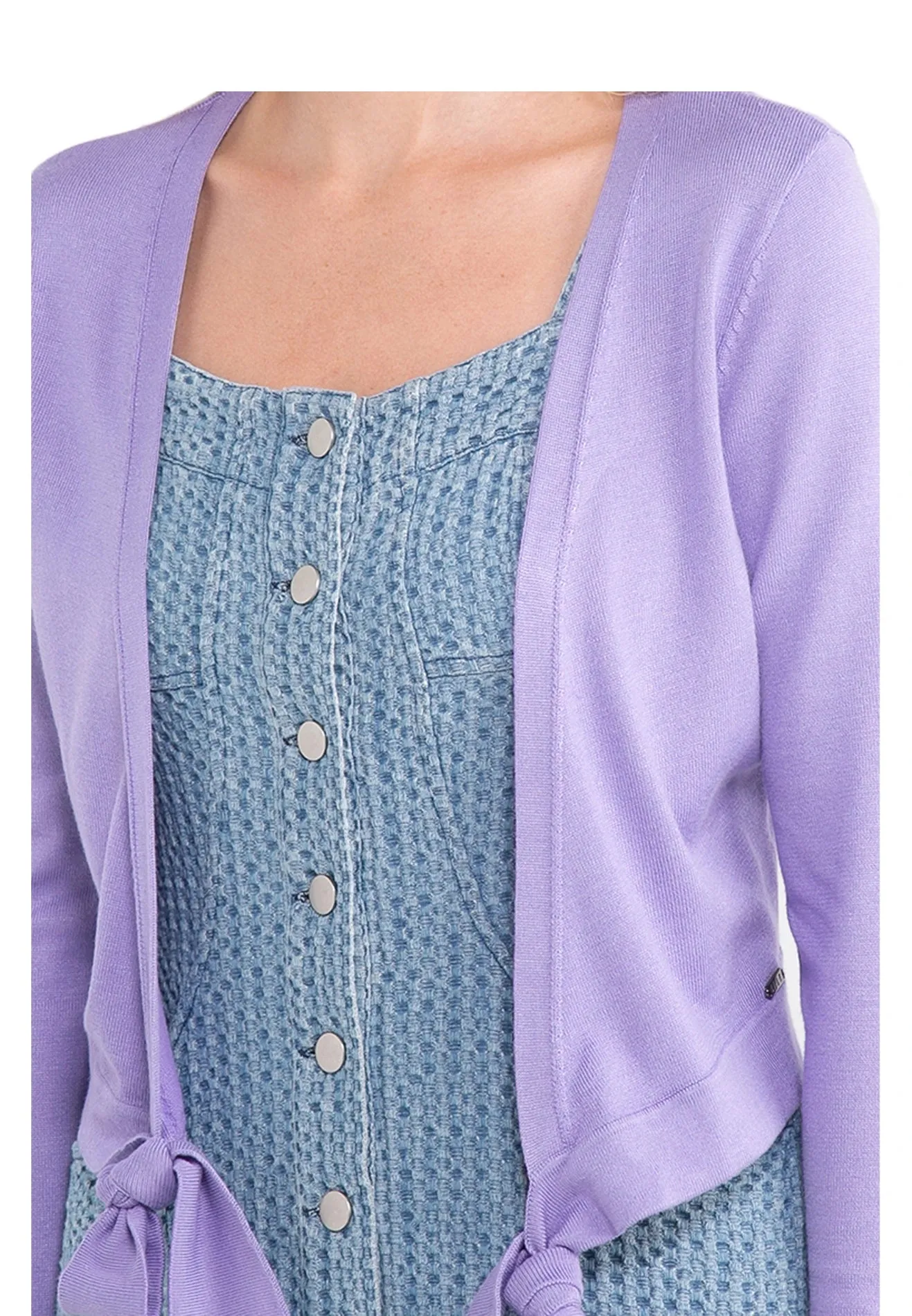 ELLE Apparel Front Tie Cropped Open Cardigan