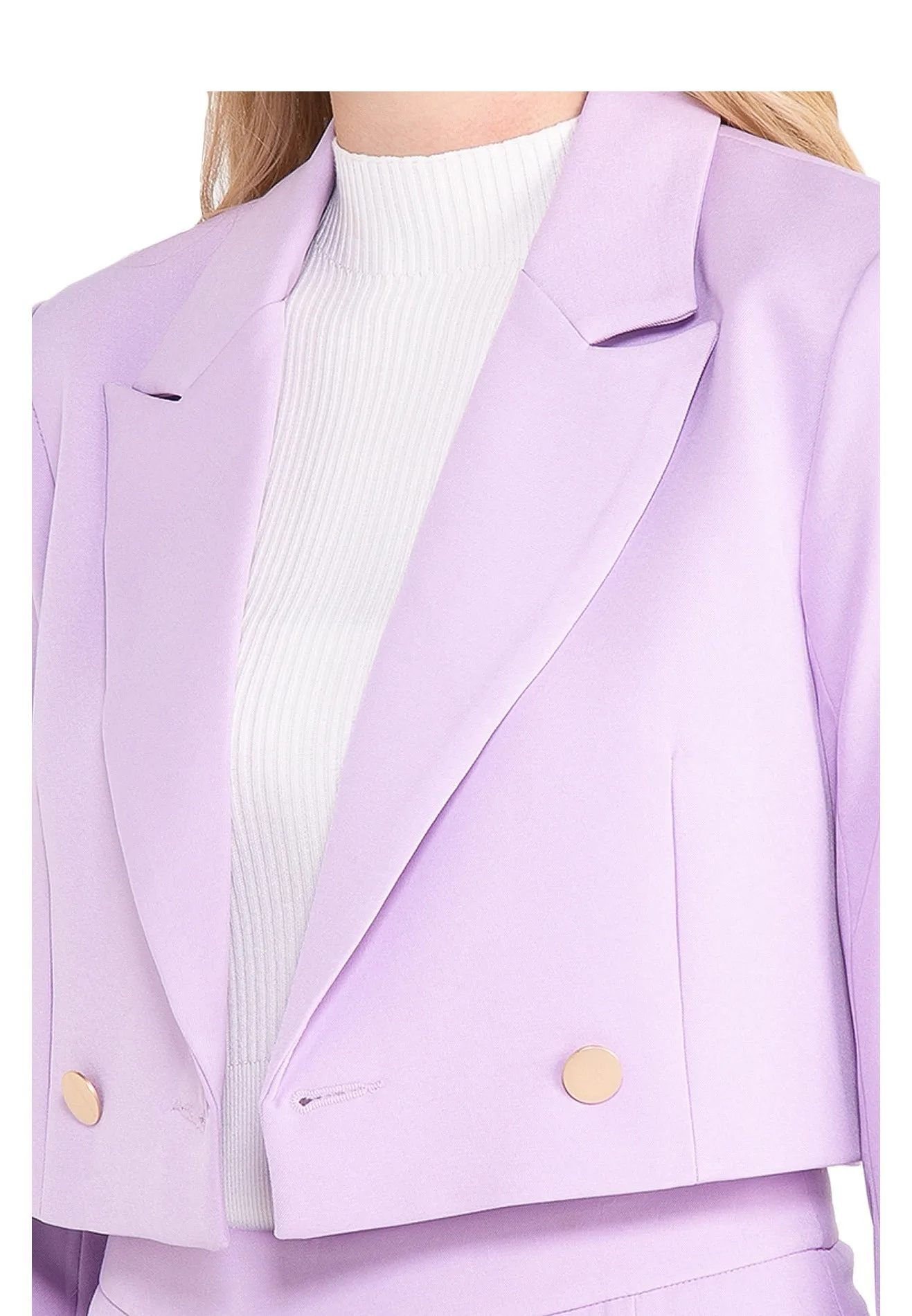 ELLE Apparel Lapel Collar Cropped Blazer