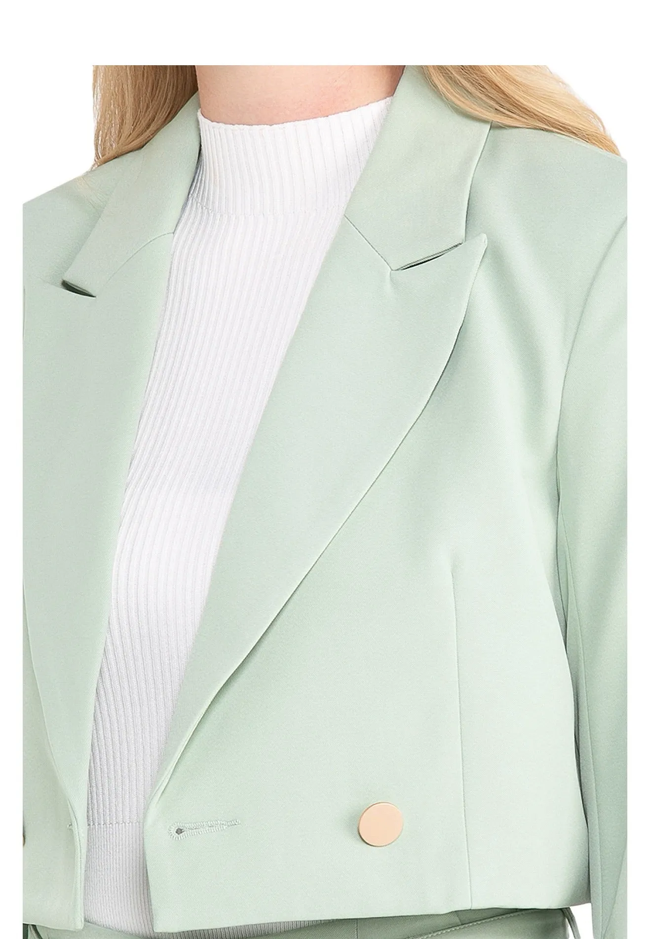 ELLE Apparel Lapel Collar Cropped Blazer