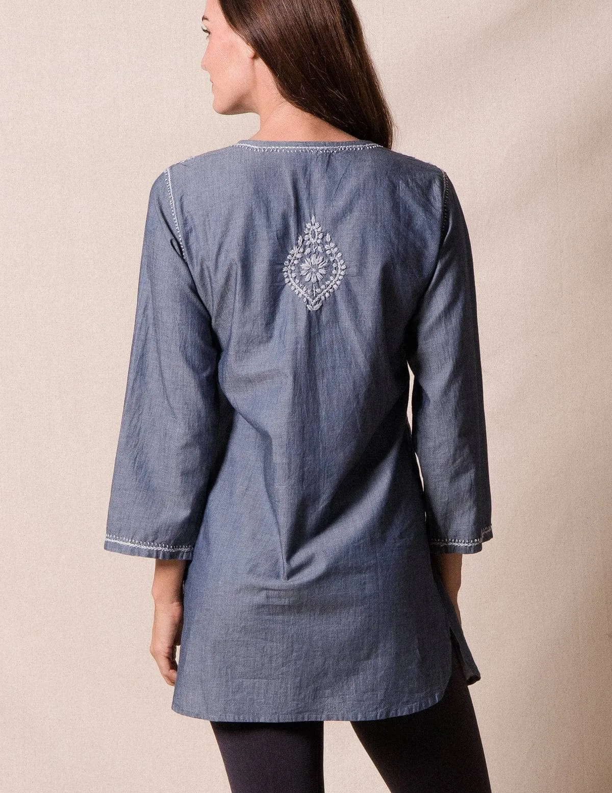 Fair Trade Kamala Tunic - Slate Blue - As-Is-Clearance