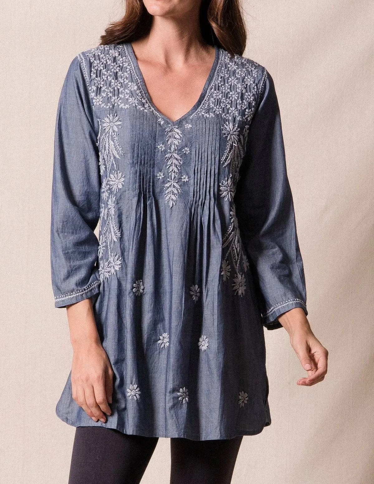 Fair Trade Kamala Tunic - Slate Blue - As-Is-Clearance