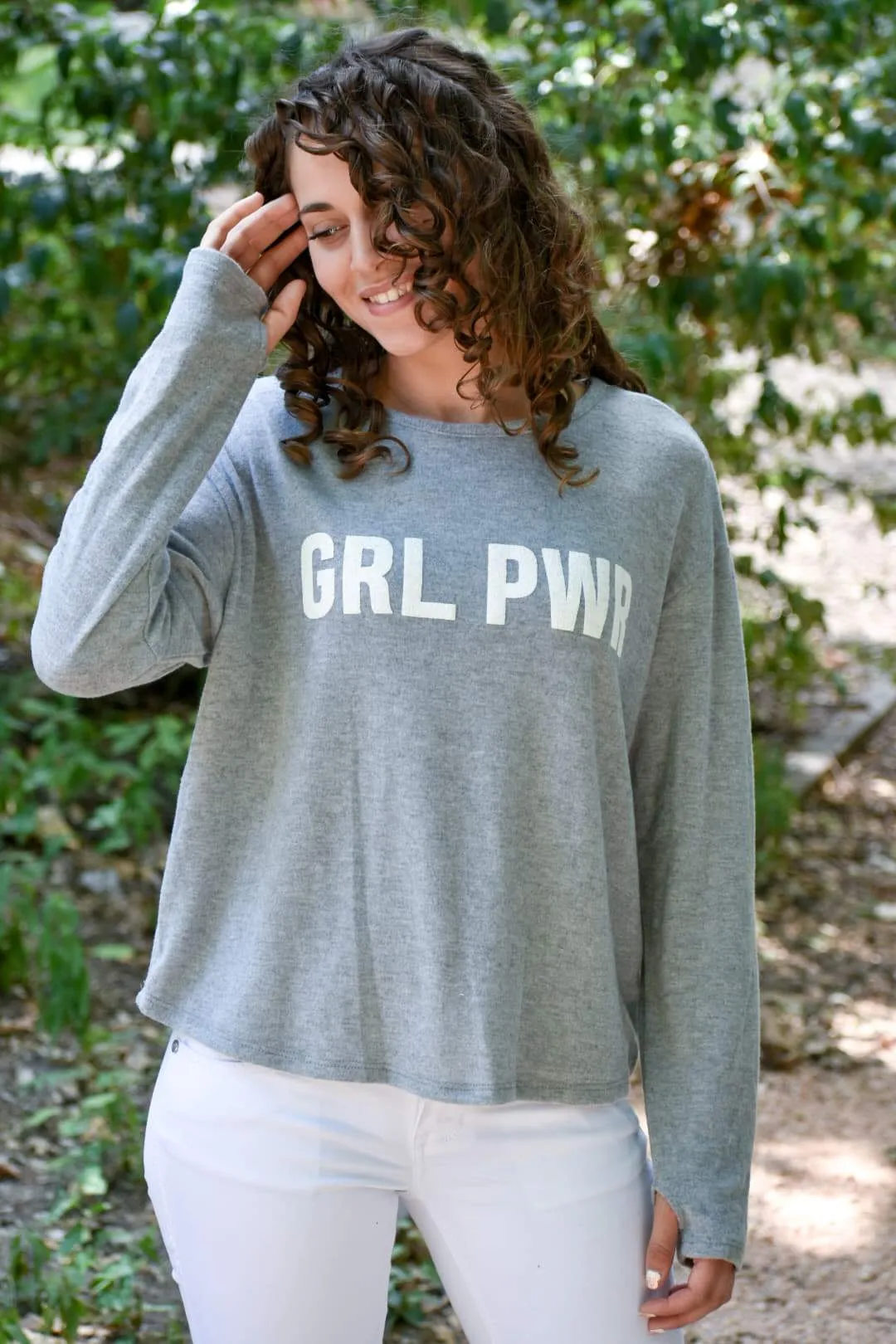 GRL PWR Light Grey Soft Sweater