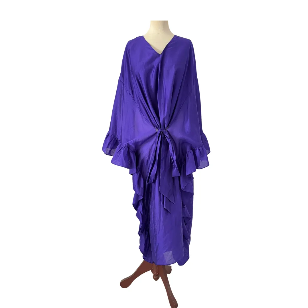 H&M Purple Frill Belted Kaftan Dress | Gently Used |