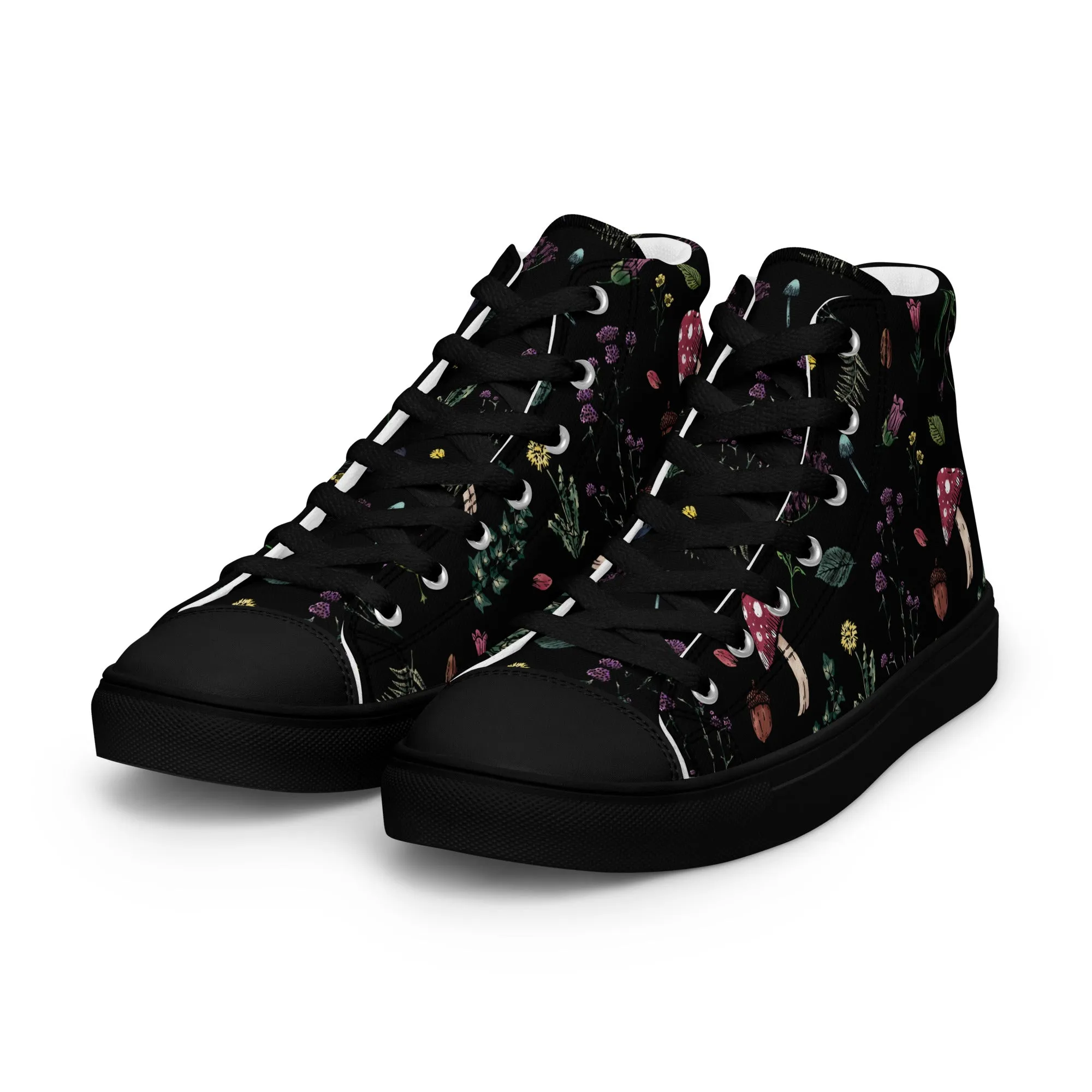 Herbology Women’s High Top Shoes - Vegan Botanical trainers for women - Comfortable Goth Sneakers - Witchy Grunge Occult Fashion