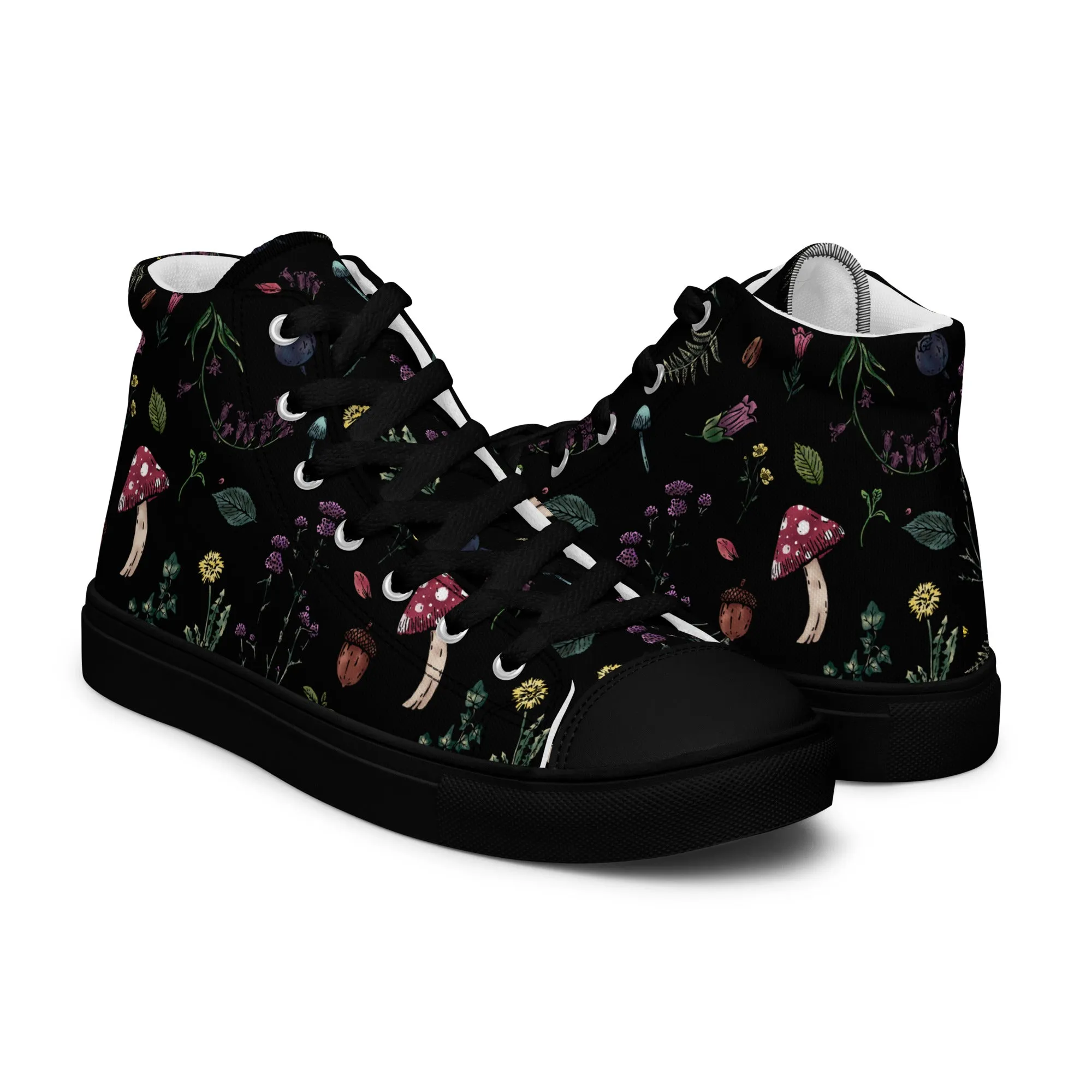 Herbology Women’s High Top Shoes - Vegan Botanical trainers for women - Comfortable Goth Sneakers - Witchy Grunge Occult Fashion