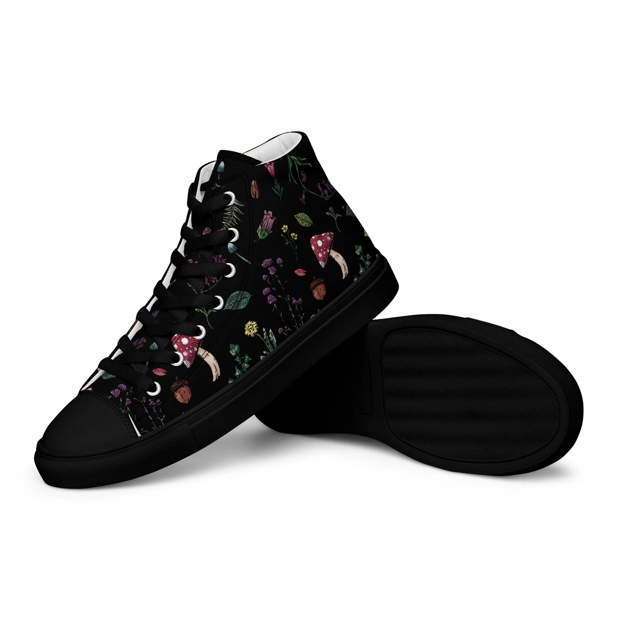 Herbology Women’s High Top Shoes - Vegan Botanical trainers for women - Comfortable Goth Sneakers - Witchy Grunge Occult Fashion