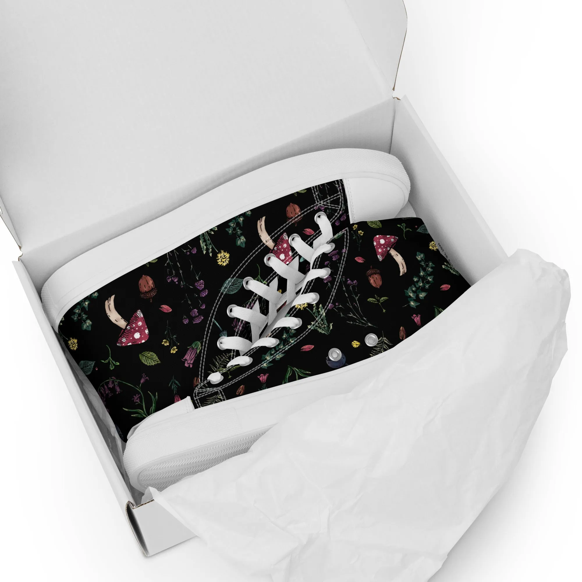 Herbology Women’s High Top Shoes - Vegan Botanical trainers for women - Comfortable Goth Sneakers - Witchy Grunge Occult Fashion