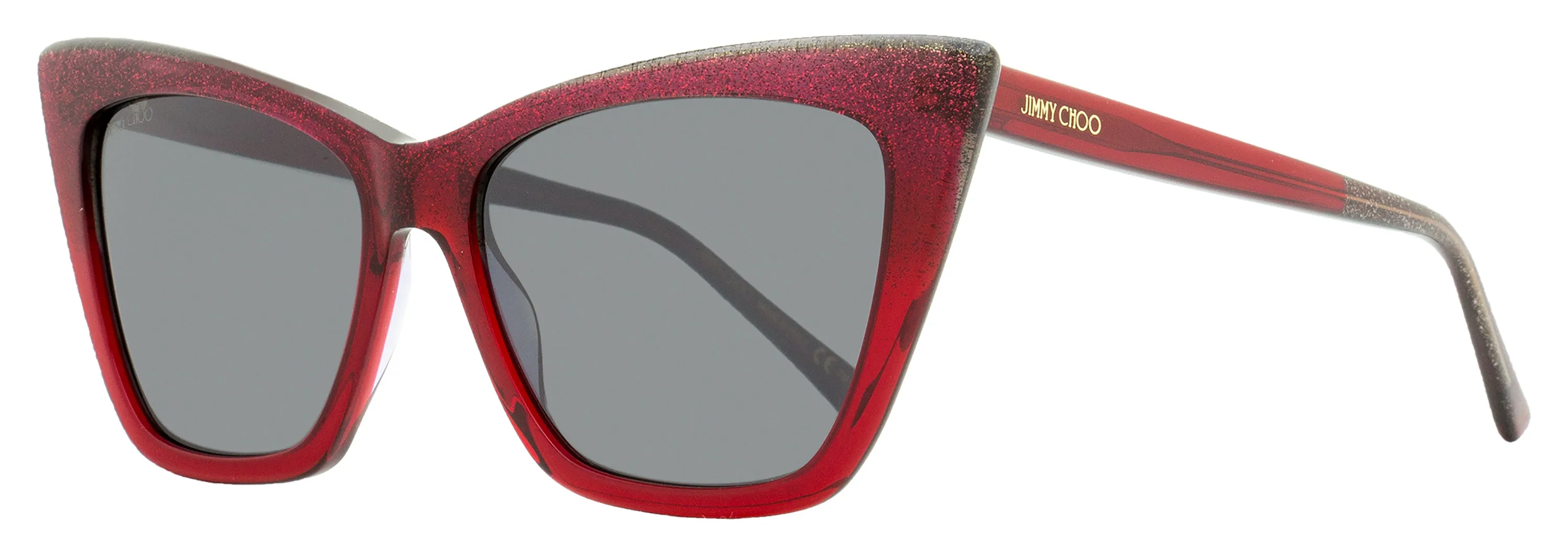 Jimmy Choo Women's Cat Eye Sunglasses Lucine DXLT4 Red Glitter 55mm