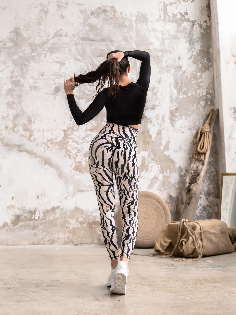 Lismina Extra High Waist Leggings White Zebra