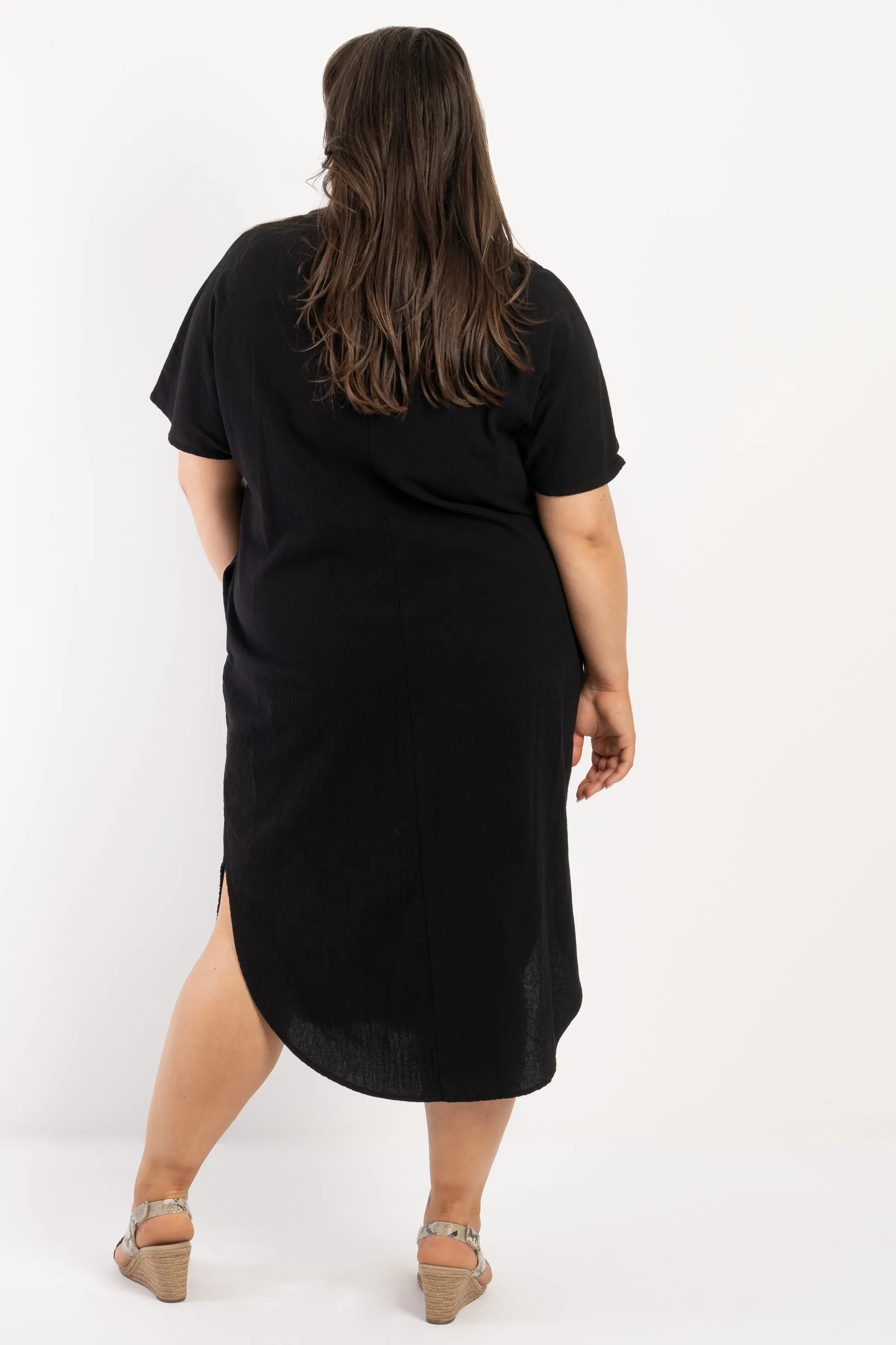 Chic Love To Love You Black Linen Dress - Effortless Elegance and Comfort