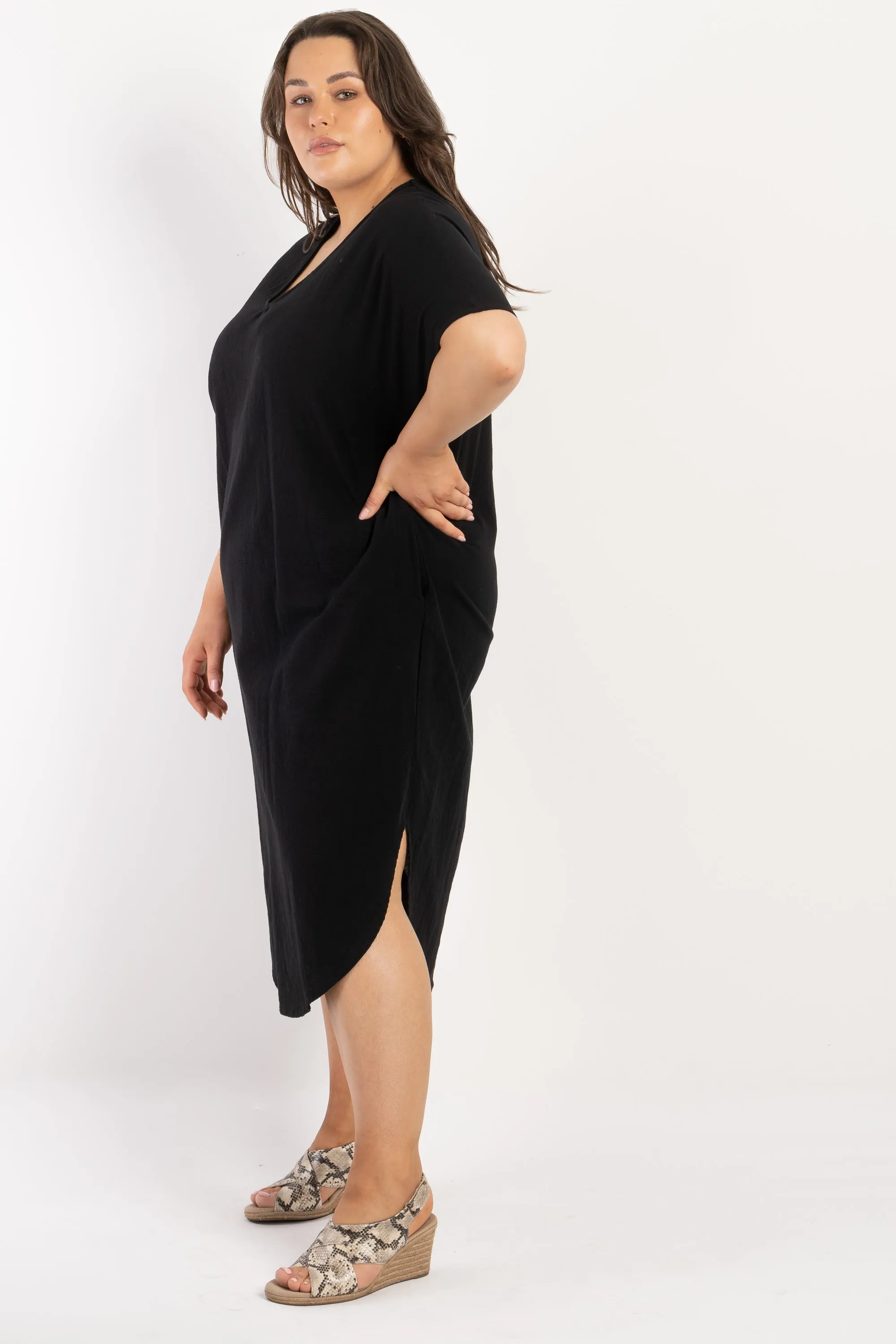 Chic Love To Love You Black Linen Dress - Effortless Elegance and Comfort