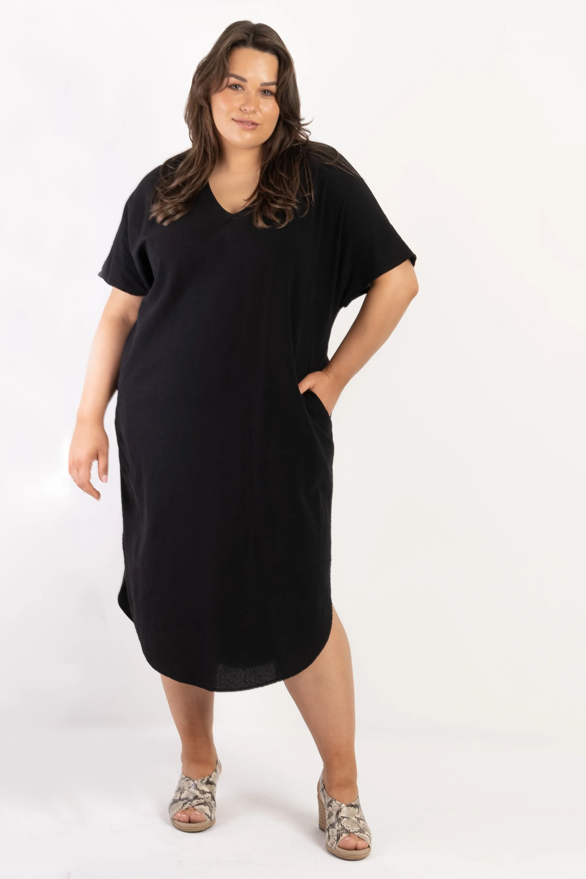 Chic Love To Love You Black Linen Dress - Effortless Elegance and Comfort