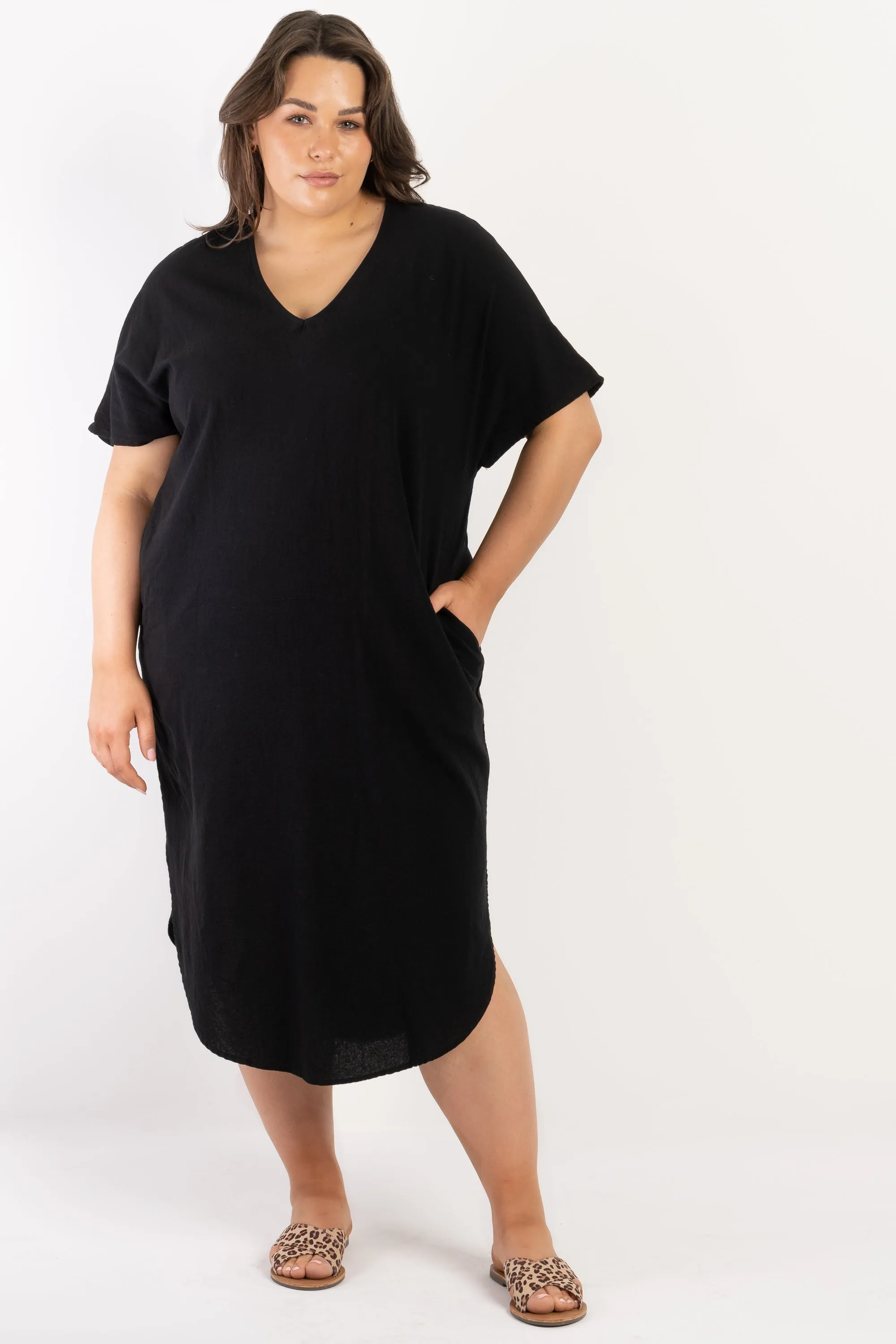 Chic Love To Love You Black Linen Dress - Effortless Elegance and Comfort