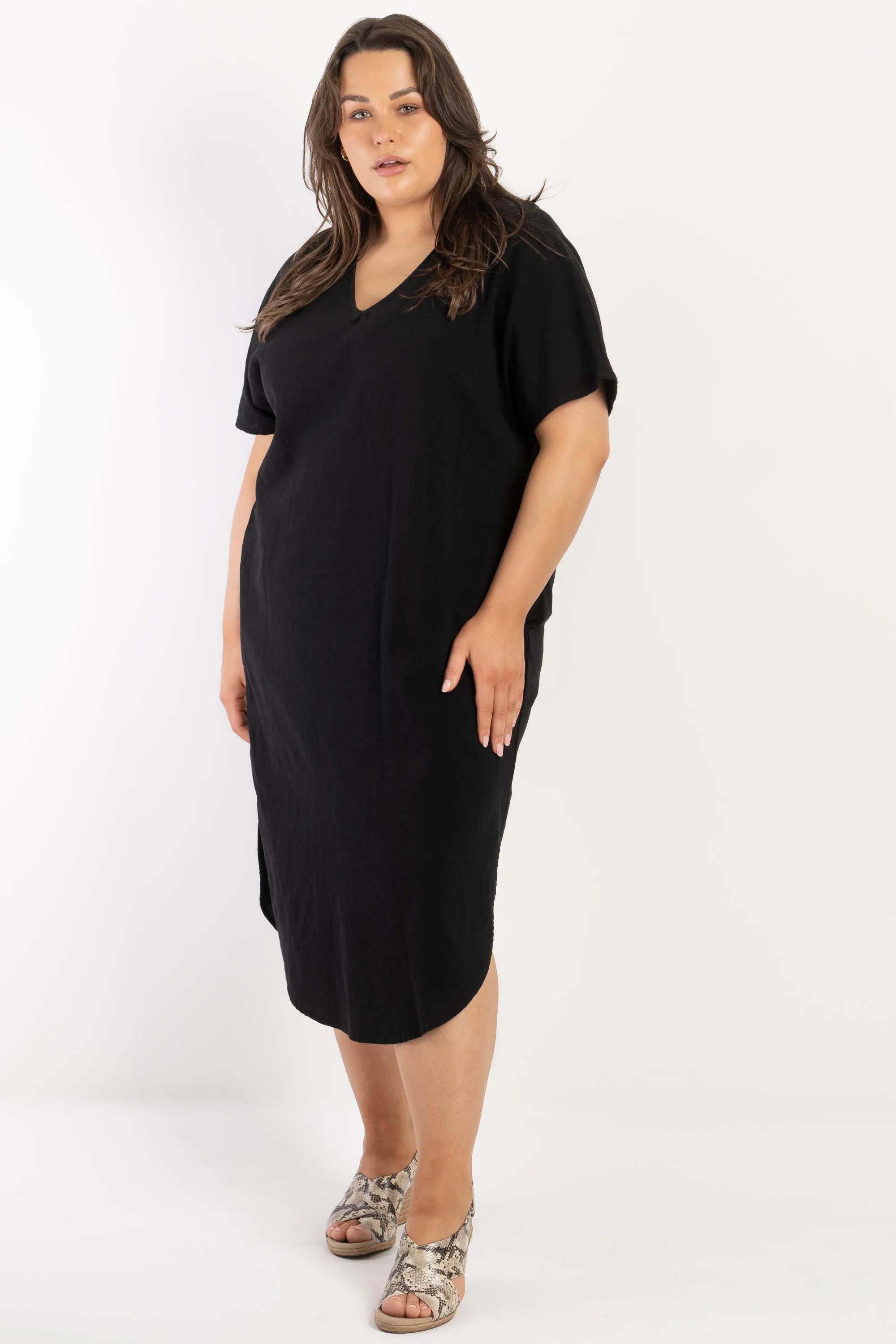 Chic Love To Love You Black Linen Dress - Effortless Elegance and Comfort